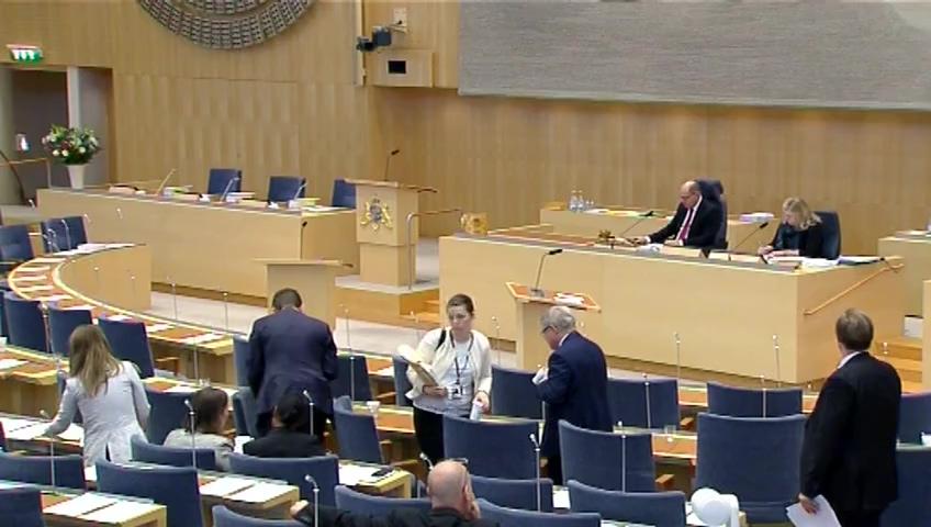 Stillbild från Debatt om förslag, En anpassning till dataskyddsförordningen av lagar inom Miljö- och energidepartementets verksamhetsområde
