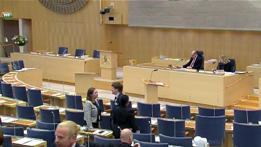 Stillbild från Debatt om förslag, Anpassningar av registerförfattningar på arbetsmarknadsområdet till EU:s dataskyddsförordning