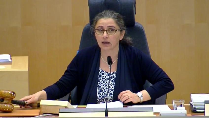 Stillbild från Debatt om förslag, Ordförandeskapet i domstol vid kollegial handläggning