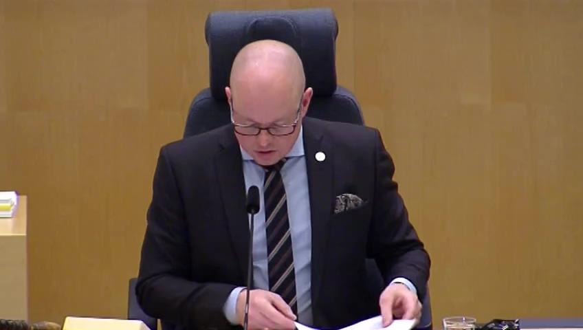 Stillbild från Debatt om förslag, Nya regler om betaltjänster