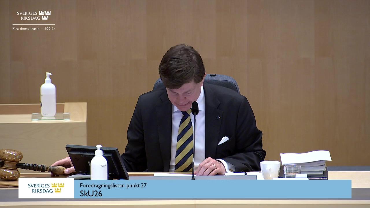 Stillbild från Debatt om förslag, Innebörden av begreppet helt försäkringsbestånd