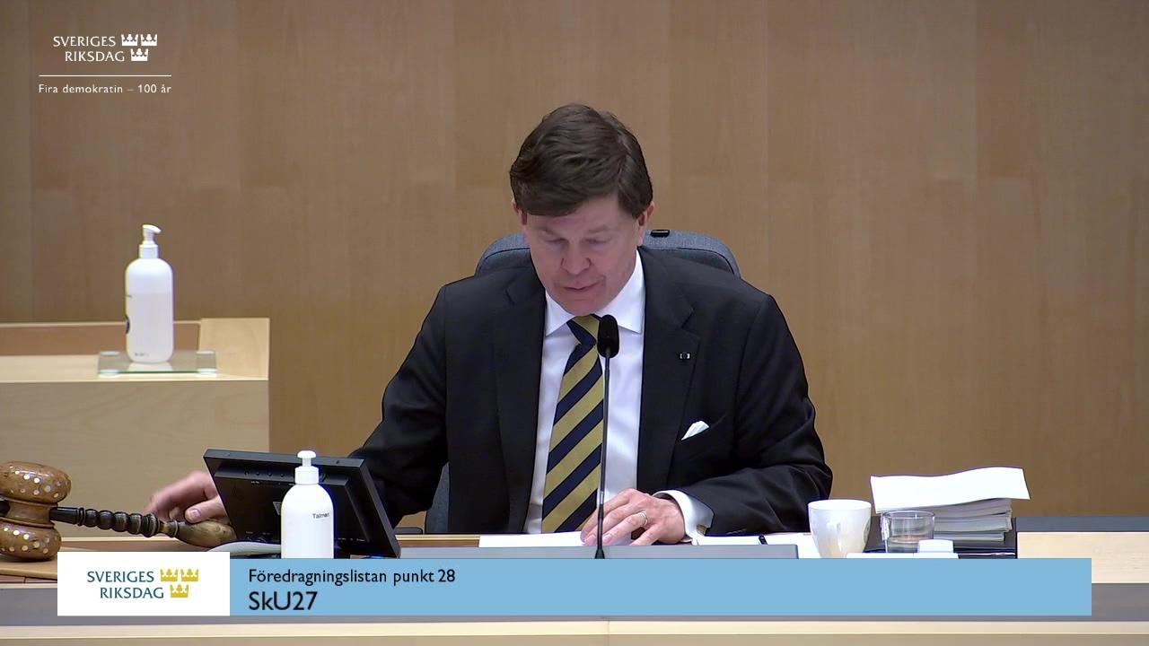 Stillbild från Debatt om förslag, Ändrade transparensregler inom energibeskattningen