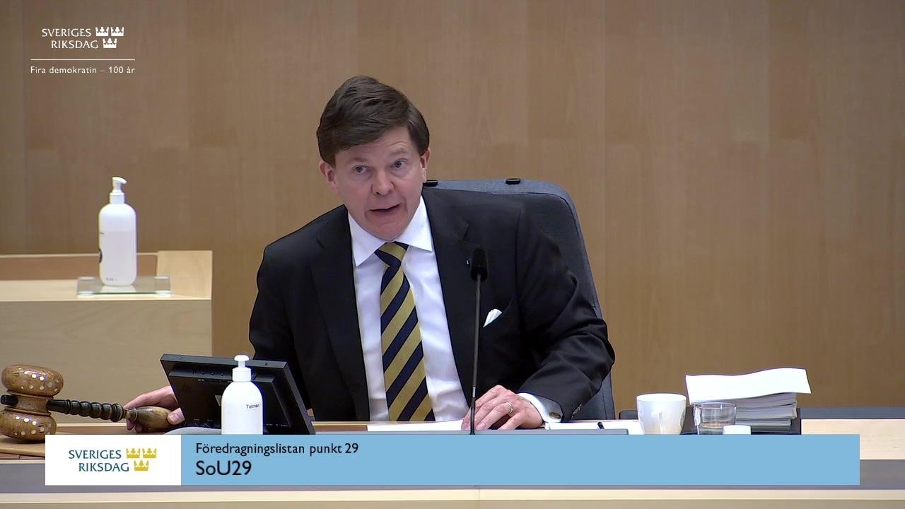 Stillbild från Debatt om förslag, Värdlandsavtal mellan Sverige och Internationella vaccininstitutet