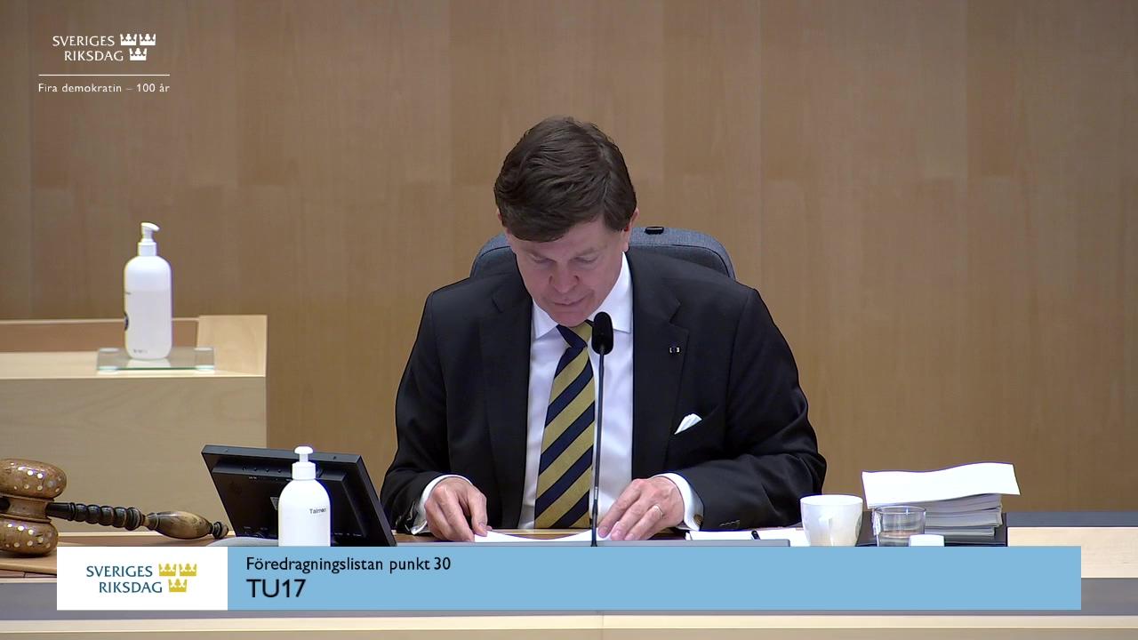 Stillbild från Debatt om förslag, Genomförande av direktivet om inrättande av en europeisk kodex för elektronisk kommunikation