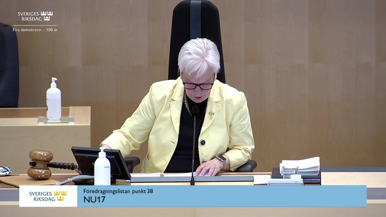 Stillbild från Debatt om förslag, Ursprungsgarantier – genomförande av det omarbetade förnybartdirektivet