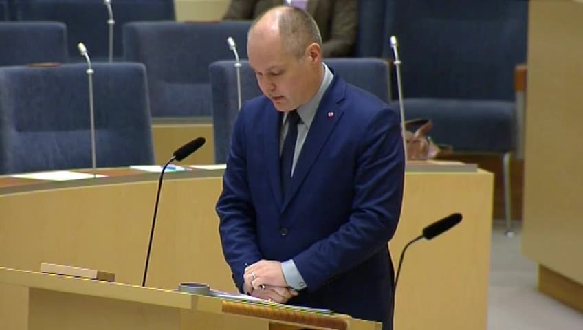 Stillbild från Interpellationsdebatt, Hot och trakasserier mot företagare