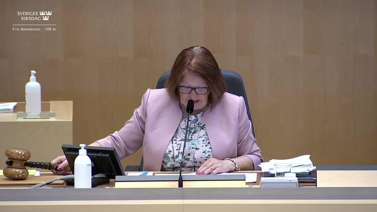 Stillbild från Debatt om förslag, Bättre tillgång till finansiell information i brottsbekämpningen