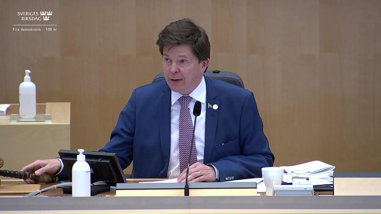 Stillbild från Debatt om förslag, Sekretess för ljuddämpare