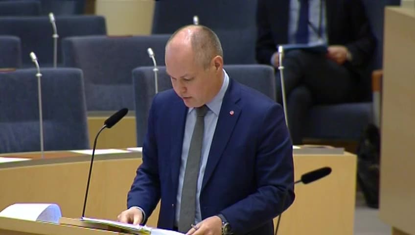 Stillbild från Interpellationsdebatt, Skydd för kritisk infrastruktur