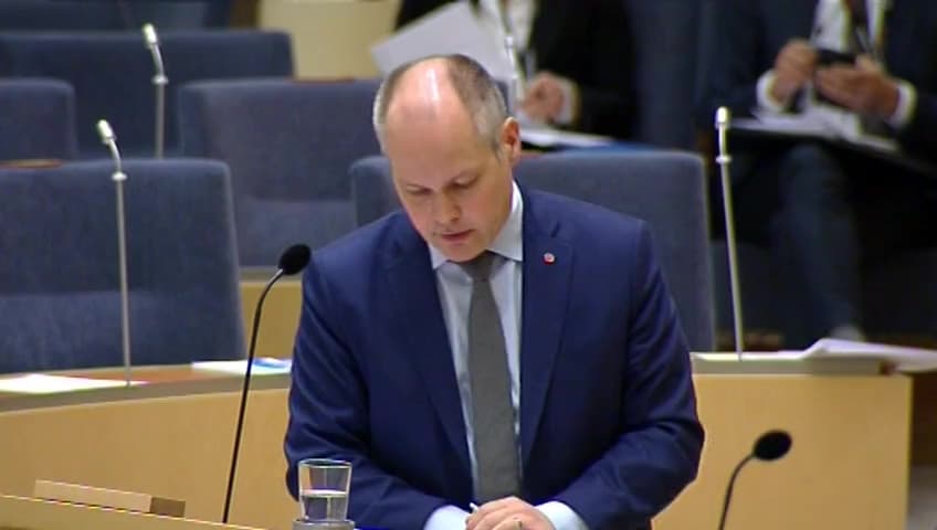 Stillbild från Interpellationsdebatt, Cyberattacker från Ryssland