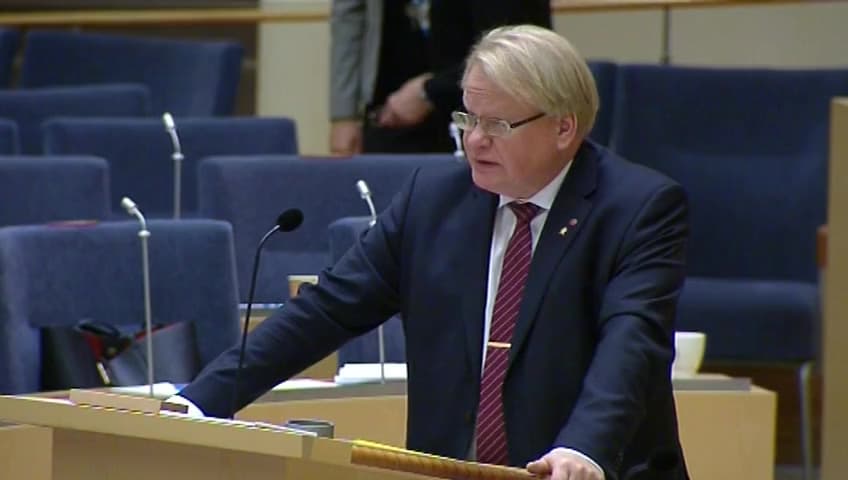 Stillbild från Interpellationsdebatt, Sveriges hållning till automatiserade vapensystem
