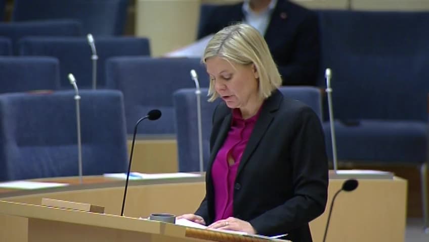Stillbild från Interpellationsdebatt, Åtgärder inför nästa lågkonjunktur