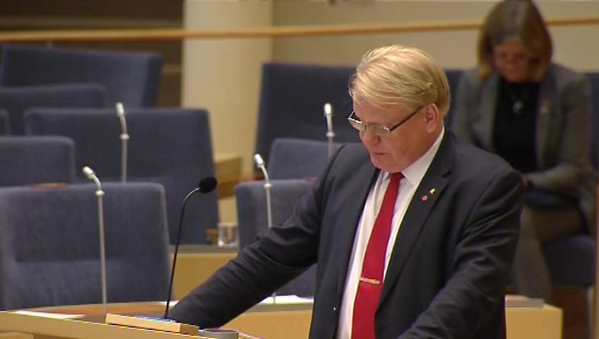 Stillbild från Interpellationsdebatt, Andelen högre officerare i Sverige