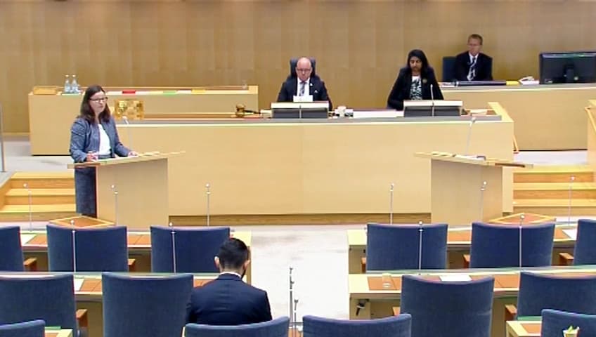 Stillbild från Interpellationsdebatt, Psykisk ohälsa i gymnasiet 