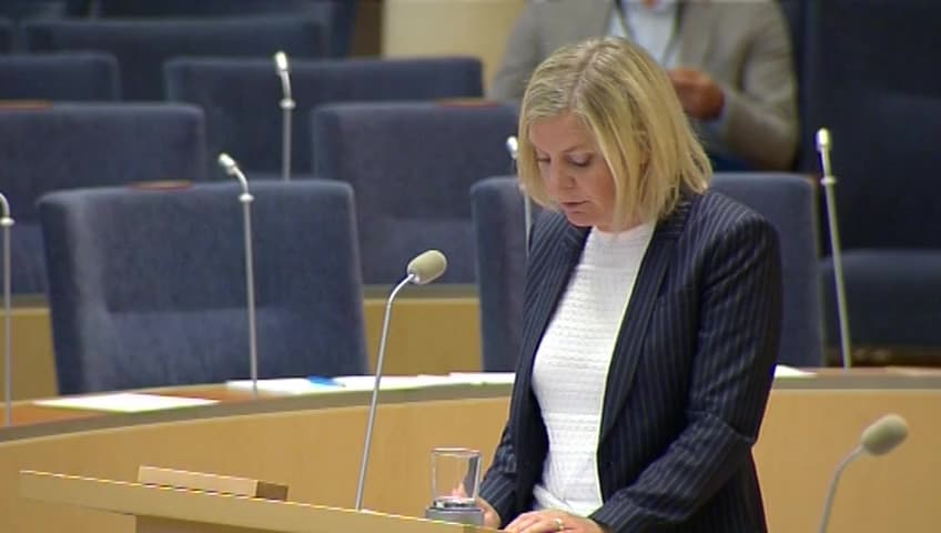 Stillbild från Interpellationsdebatt, Förmånsbeskattning av privata sjukvårdsförsäkringar