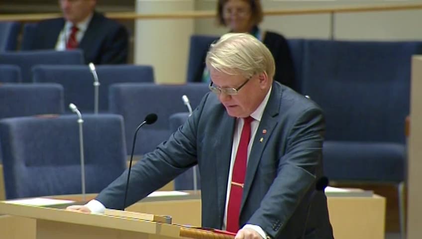 Stillbild från Interpellationsdebatt, Motorfrågan för Gripen E