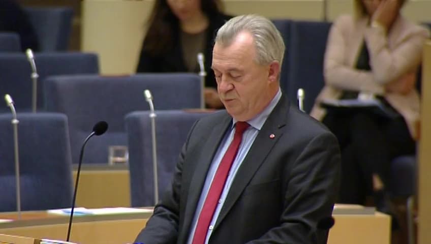 Stillbild från Interpellationsdebatt, EU-kommissionens förslag om ålfiskeförbud
