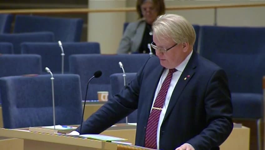 Stillbild från Interpellationsdebatt, Ett balanserat och samlat luftförsvar
