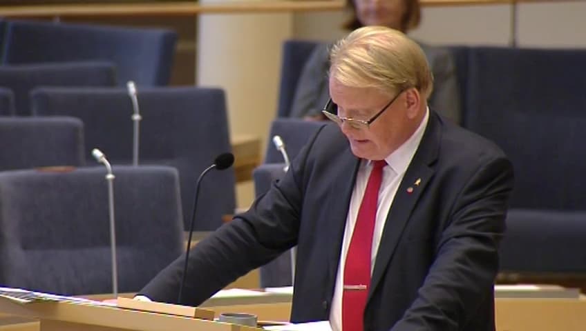 Stillbild från Interpellationsdebatt, Försvar mot ballistiska robotar