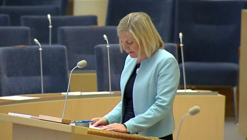 Stillbild från Interpellationsdebatt, Finanspolitikens långsiktiga hållbarhet