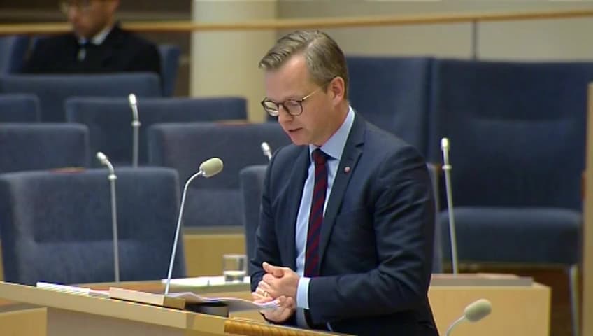 Stillbild från Interpellationsdebatt, Sveriges roll i den växande civila drönarindustrin