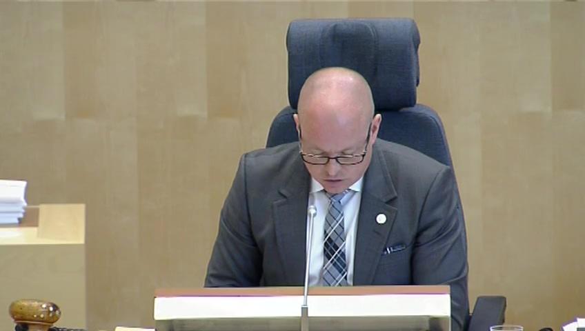 Stillbild från Debatt om förslag, 2016 års redogörelse för tillämpningen av lagen om särskild utlänningskontroll