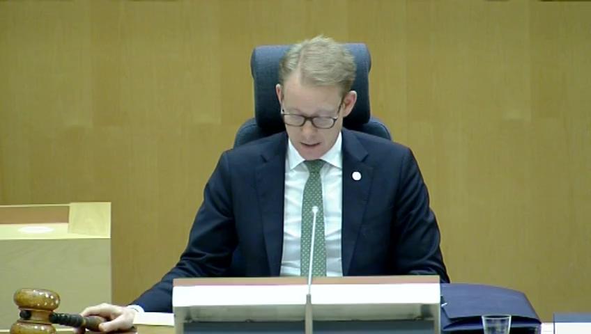 Stillbild från Debatt om förslag, Kompletterande bestämmelser till EU:s förordning om faktablad för Priip-produkter