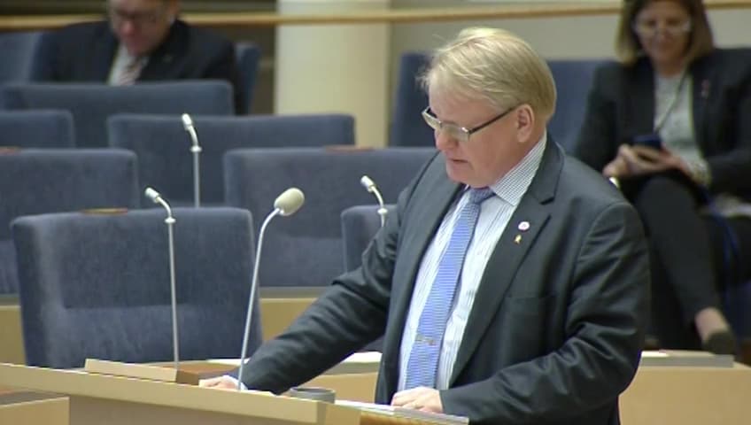 Stillbild från Interpellationsdebatt, Försvarsmaktens kommunikation och hantering av säkerhetsfrågor