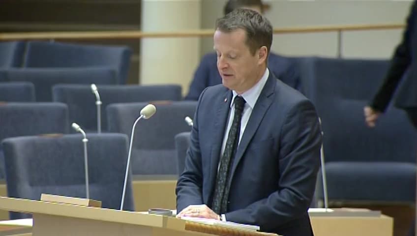 Stillbild från Interpellationsdebatt, Multikriminella ligor i västra Sverige