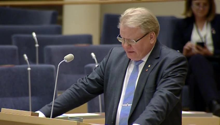 Stillbild från Interpellationsdebatt, Materiel och infrastruktur i försvaret