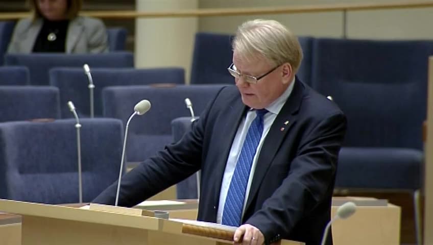 Stillbild från Interpellationsdebatt, Materiel- och förnödenhetsförsörjning