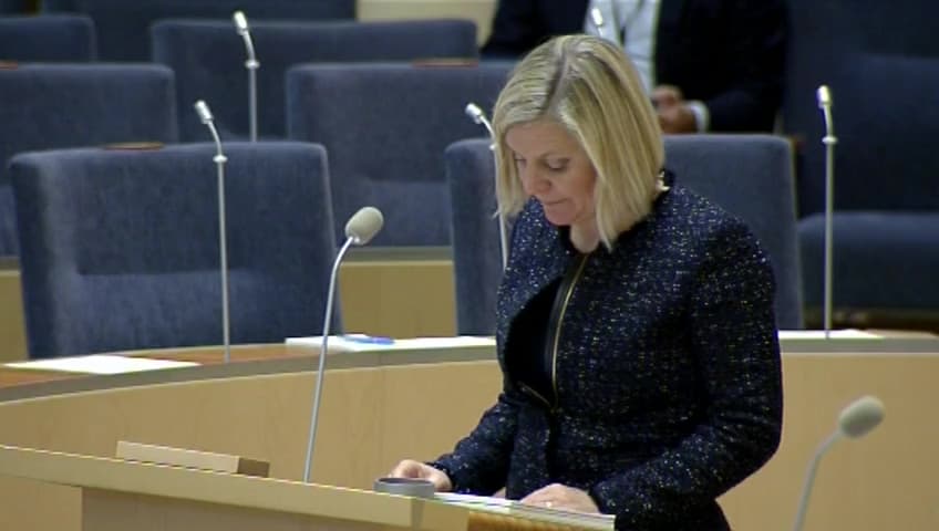 Stillbild från Interpellationsdebatt, Höjd skatt för fåmansföretagare