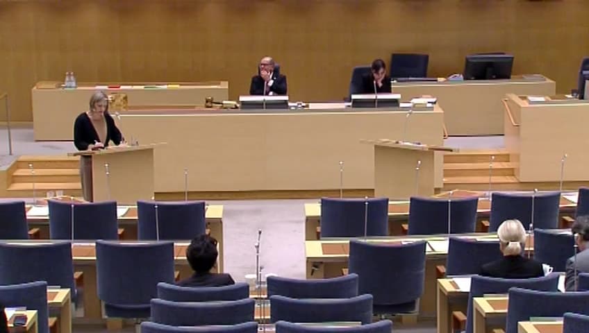 Stillbild från Interpellationsdebatt, Småskaliga vattenkraftverk
