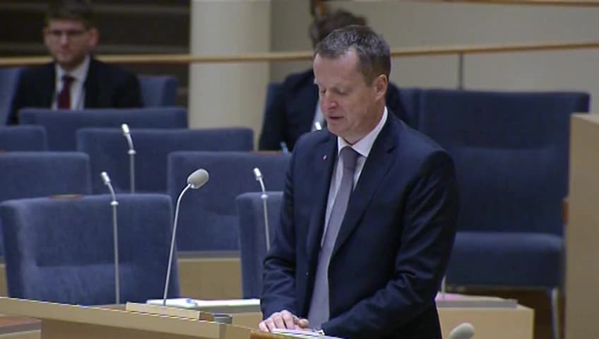 Stillbild från Interpellationsdebatt, Otryggheten i Malmö och Skåne