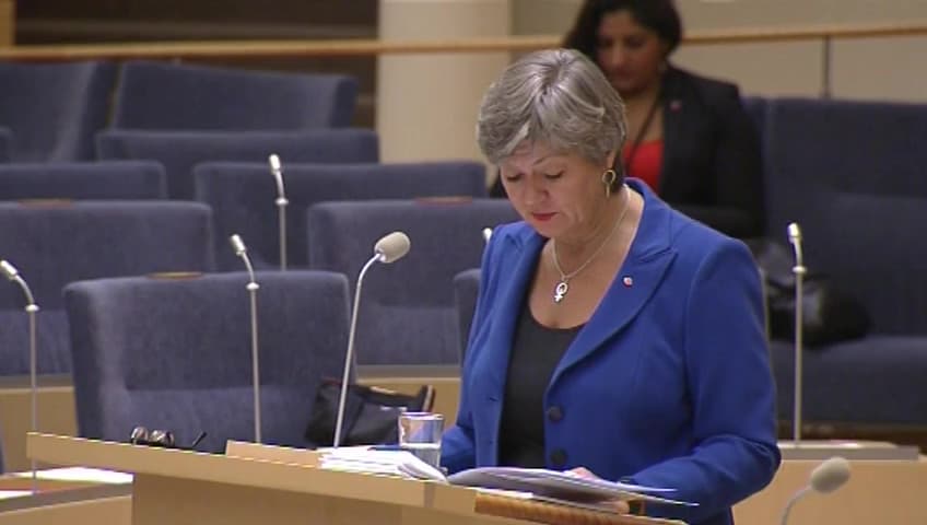 Stillbild från Interpellationsdebatt, Regeringens arbetslöshetsmål