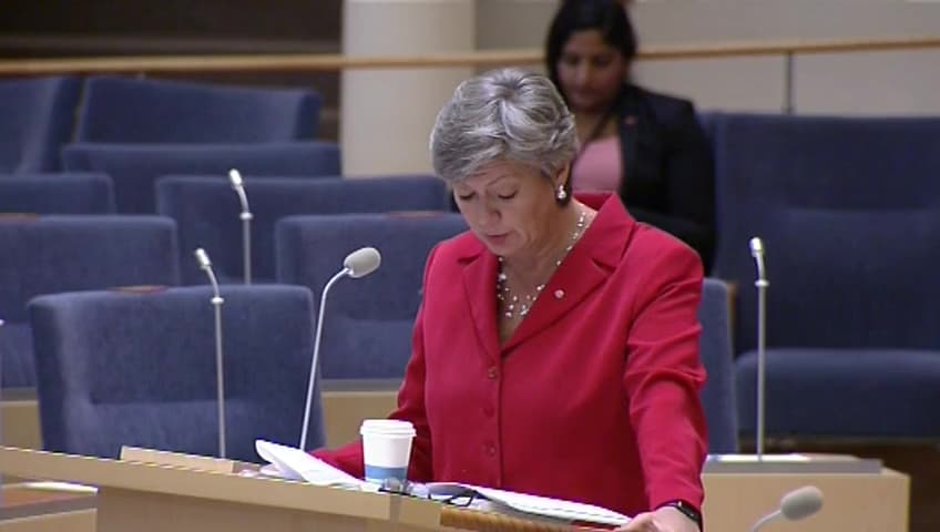 Stillbild från Interpellationsdebatt, Anställningsskyddet i LAS