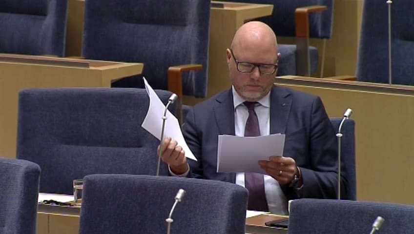 Stillbild från Interpellationsdebatt, Skatten och entreprenören 