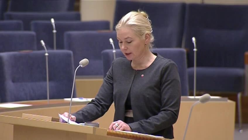 Stillbild från Interpellationsdebatt, Åtgärder för att minska flygets utsläpp