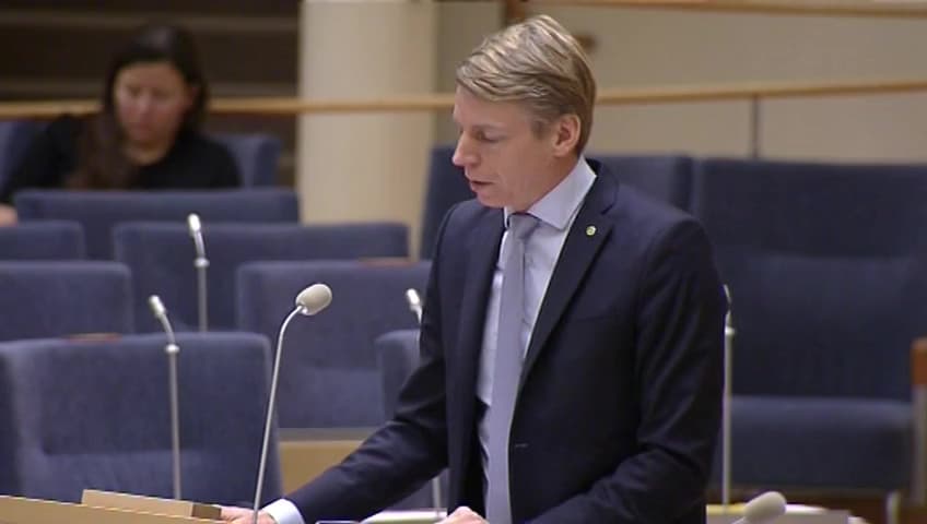 Stillbild från Interpellationsdebatt, Konsumtionens miljö- och klimatpåverkan