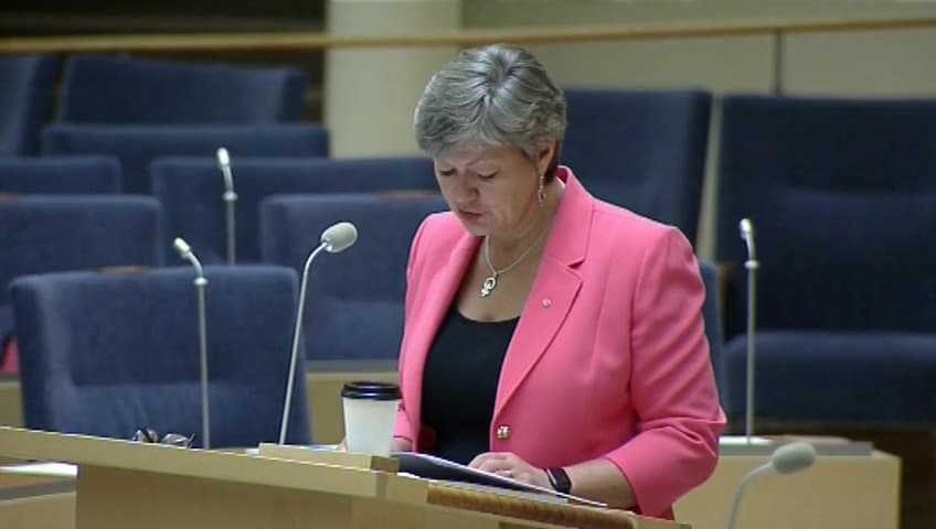 Stillbild från Interpellationsdebatt, Arbetsmiljöverkets försämrade resultat