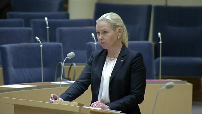 Stillbild från Interpellationsdebatt, Språkkrav på svenskflaggade passagerarfartyg