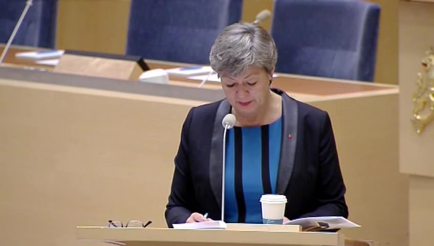 Stillbild från Interpellationsdebatt, Statligt subventionerade jobb