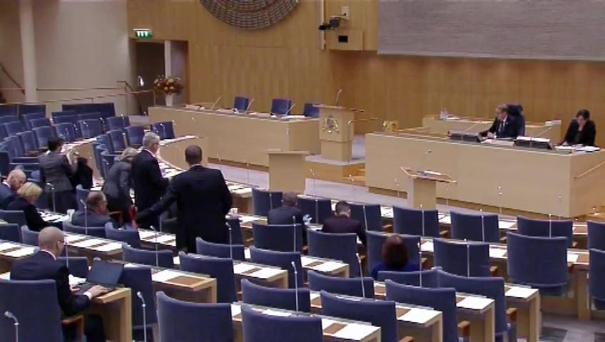 Stillbild från Debatt om förslag, Riksrevisionens rapport om Säkerhets- och integritetsskyddsnämndens tillsyn över brottsbekämpande myndigheter
