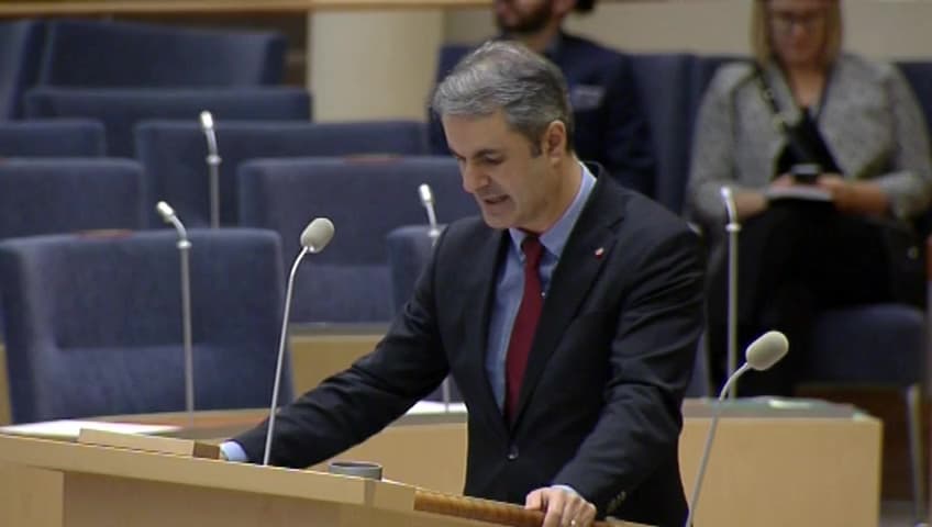 Stillbild från Interpellationsdebatt, Elområdesindelningen och Sydvästlänken