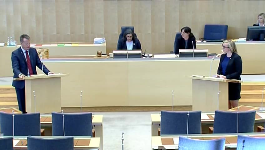 Stillbild från Interpellationsdebatt, Trygg arbetsmiljö inom rättsväsendet
