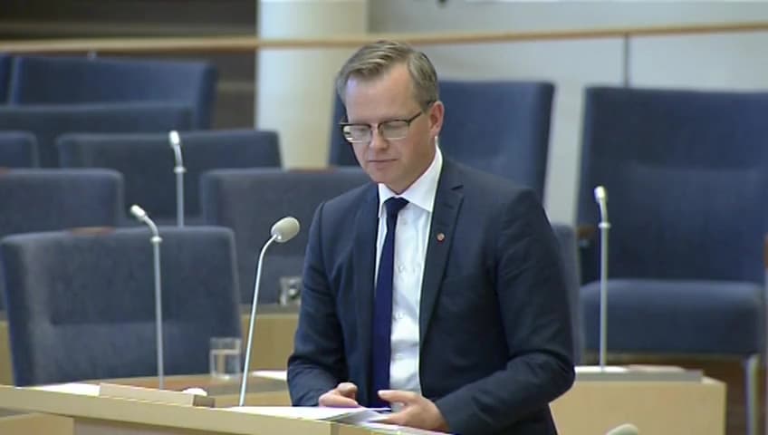 Stillbild från Interpellationsdebatt, Ett styr- och reglertekniskt forskningscentrum i Säffle