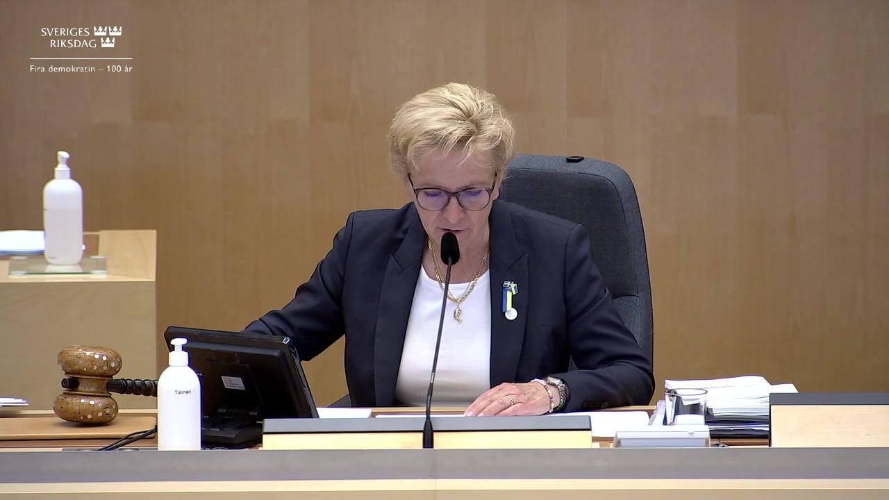 Stillbild från Debatt om förslag, Ett nytt mål för Sjätte AP-fondens placeringsverksamhet