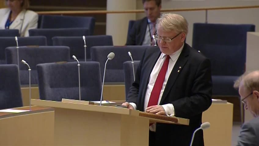 Stillbild från Interpellationsdebatt, Effekterna av den ekonomiska utvecklingen på försvarsambitionen 