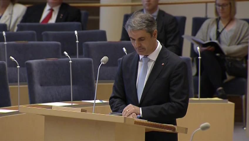 Stillbild från Interpellationsdebatt, Näringslivets konkurrenskraft i Norrland 