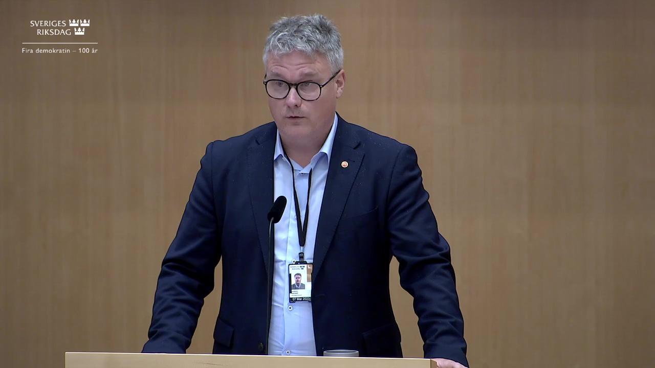 Stillbild från Debatt om förslag, Riksrevisionens rapport om AP-fondernas hållbarhetsarbete